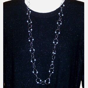 TALBOTS Silver Beaded Long Chain Fashion Necklace NWT Brand New